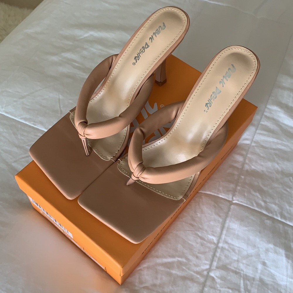 Public Desire Blondie Nude Toe Heel Sandals